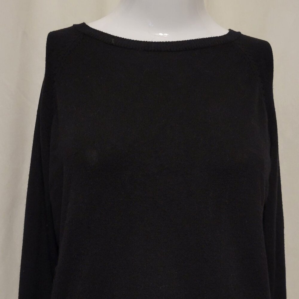 Zara Sweater Crew Neck Basic Black Split back 11-… - image 3